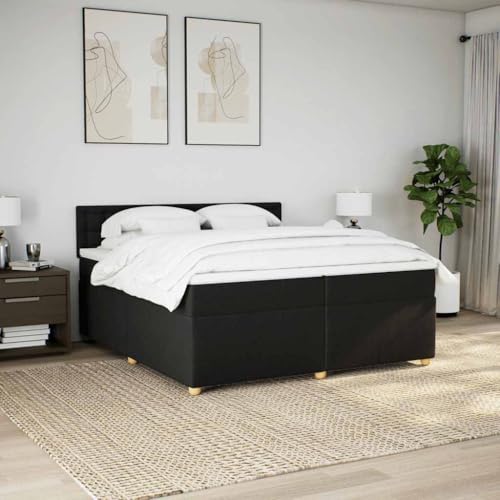 Boxspringbett mit Matratze Schwarz 200x200 cm Stoff Ehebett Gästebett Bed Frame Single Bed für Wohnbereich Herberge Gästezimmer Schlafzimmer Boxspringbett mit Matratze Schwarz 200x200 cm Stoff Ehebett Gästebett Bed Frame Single Bed für Wohnbereich Herberge Gästezimmer Schlafzimmer von HEFZGDB