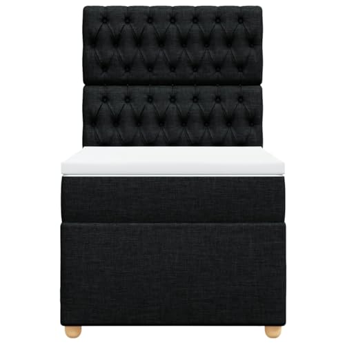 Boxspringbett mit Matratze Schwarz 80x200 cm Stoff Double Bed Gästebett Bed Frame Doppelbett für Herberge Schlafzimmer Wohnbereich Gästezimmer von HEFZGDB