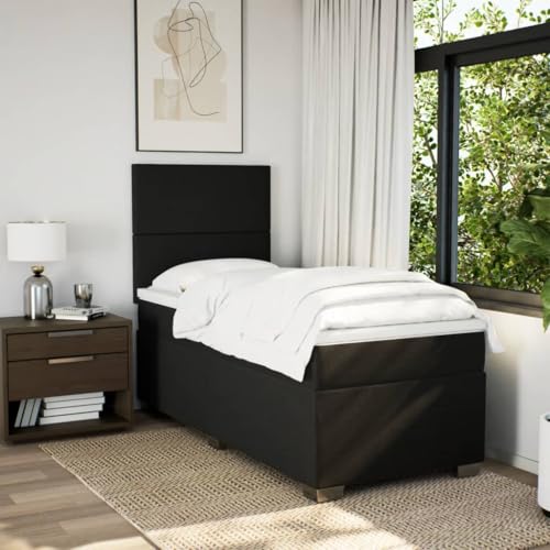 Boxspringbett mit Matratze Schwarz 80x200 cm Stoff Einzelbett Bettgestell Doppelbett Bettrahmen für Schlafzimmer Herberge Gästezimmer Wohnbereich Boxspringbett mit Matratze Schwarz 80x200 cm Stoff Einzelbett Bettgestell Doppelbett Bettrahmen für Schlafzimmer Herberge Gästezimmer Wohnbereich von HEFZGDB