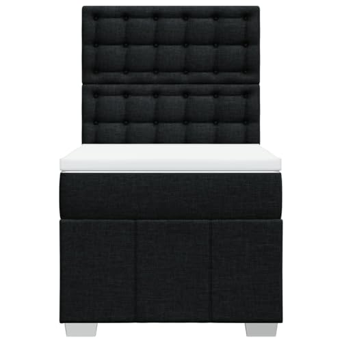 Boxspringbett mit Matratze Schwarz 80x200 cm Stoff Jugendbett Bettgestell Bed Frame Bettrahmen für Schlafzimmer Herberge Wohnbereich Gästezimmer von HEFZGDB