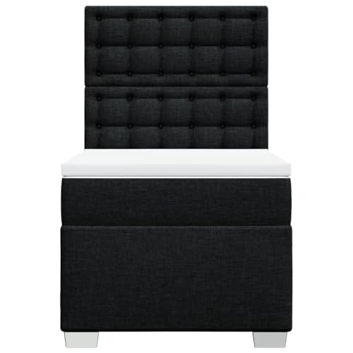 Boxspringbett mit Matratze Schwarz 80x200 cm Stoff Single Bed Bettgestell Familienbett Einzelbett für Gästezimmer Schlafzimmer Wohnbereich Herberge Boxspringbett mit Matratze Schwarz 80x200 cm Stoff Single Bed Bettgestell Familienbett Einzelbett für Gästezimmer Schlafzimmer Wohnbereich Herberge von HEFZGDB