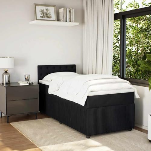 Boxspringbett mit Matratze Schwarz 90x190 cm Samt Single Bed Bed Frame Familienbett Bettrahmen für Gästezimmer Herberge Wohnbereich Schlafzimmer Boxspringbett mit Matratze Schwarz 90x190 cm Samt Single Bed Bed Frame Familienbett Bettrahmen für Gästezimmer Herberge Wohnbereich Schlafzimmer von HEFZGDB
