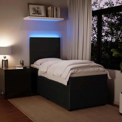 Boxspringbett mit Matratze Schwarz 90x190 cm Samt Single Bed Bed Frame Familienbett Bettrahmen für Herberge Wohnbereich Schlafzimmer Gästezimmer Boxspringbett mit Matratze Schwarz 90x190 cm Samt Single Bed Bed Frame Familienbett Bettrahmen für Herberge Wohnbereich Schlafzimmer Gästezimmer von HEFZGDB