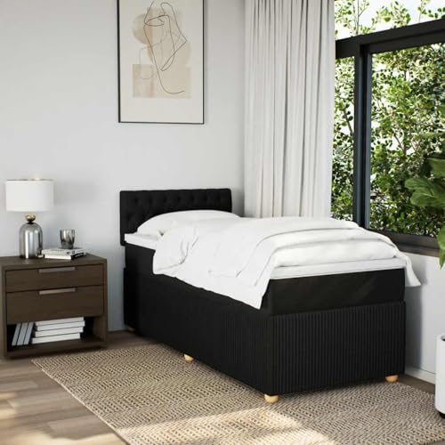 Boxspringbett mit Matratze Schwarz 90x200 cm Stoff Daybed Bettgestell Bed Frame Doppelbett für Wohnbereich Schlafzimmer Gästezimmer Herberge Boxspringbett mit Matratze Schwarz 90x200 cm Stoff Daybed Bettgestell Bed Frame Doppelbett für Wohnbereich Schlafzimmer Gästezimmer Herberge von HEFZGDB