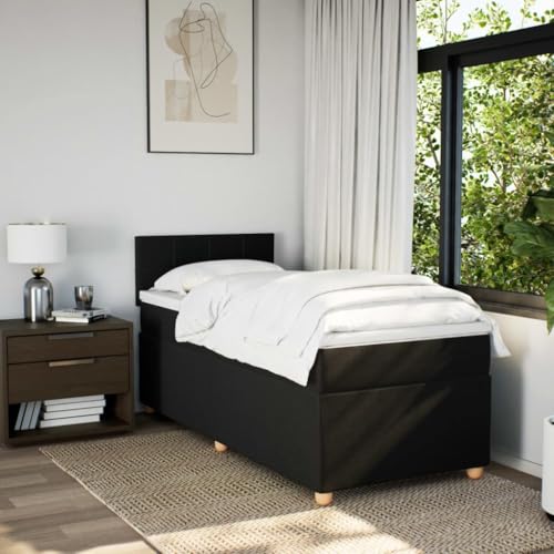 Boxspringbett mit Matratze Schwarz 90x200 cm Stoff Ehebett Gästebett Bed Frame Single Bed für Wohnbereich Herberge Gästezimmer Schlafzimmer Boxspringbett mit Matratze Schwarz 90x200 cm Stoff Ehebett Gästebett Bed Frame Single Bed für Wohnbereich Herberge Gästezimmer Schlafzimmer von HEFZGDB
