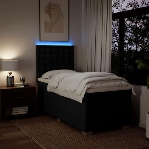 Boxspringbett mit Matratze Schwarz 90x200 cm Stoff Ehebett Gästebett Einzelbetten Bettrahmen für Gästezimmer Wohnbereich Herberge Schlafzimmer Boxspringbett mit Matratze Schwarz 90x200 cm Stoff Ehebett Gästebett Einzelbetten Bettrahmen für Gästezimmer Wohnbereich Herberge Schlafzimmer von HEFZGDB