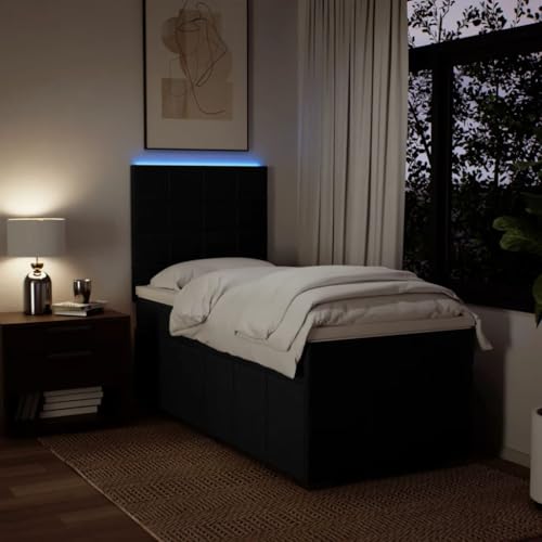 Boxspringbett mit Matratze Schwarz 90x200 cm Stoff Ehebett Gästebett Einzelbetten Bettrahmen für Gästezimmer Wohnbereich Herberge Schlafzimmer von HEFZGDB