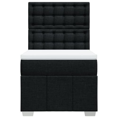 Boxspringbett mit Matratze Schwarz 90x200 cm Stoff Jugendbett Bettgestell Bed Frame Bettrahmen für Schlafzimmer Herberge Wohnbereich Gästezimmer von HEFZGDB