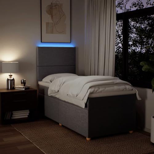 Boxspringbett mit Matratze Taupe 100x200 cm Stoff Bette Gästebett Bed Frame Einzelbetten für Schlafzimmer Herberge Gästezimmer Wohnbereich von HEFZGDB