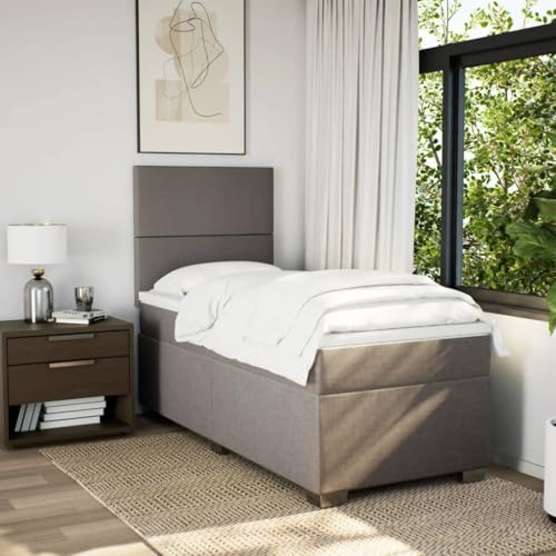 Boxspringbett mit Matratze Taupe 100x200 cm Stoff Einzelbett Bettgestell Doppelbett Bettrahmen für Schlafzimmer Herberge Gästezimmer Wohnbereich Boxspringbett mit Matratze Taupe 100x200 cm Stoff Einzelbett Bettgestell Doppelbett Bettrahmen für Schlafzimmer Herberge Gästezimmer Wohnbereich von HEFZGDB