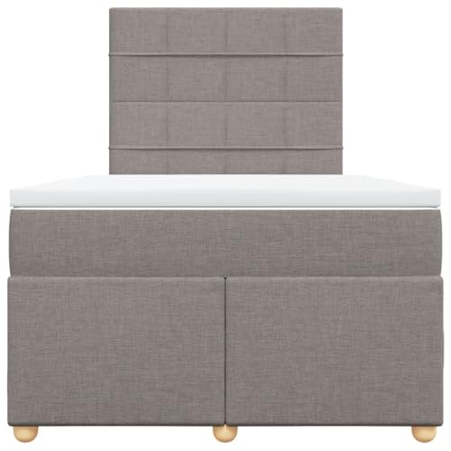 Boxspringbett mit Matratze Taupe 120x190 cm Stoff Double Bed Gästebett Bed Frame Doppelbett für Herberge Schlafzimmer Wohnbereich Gästezimmer von HEFZGDB