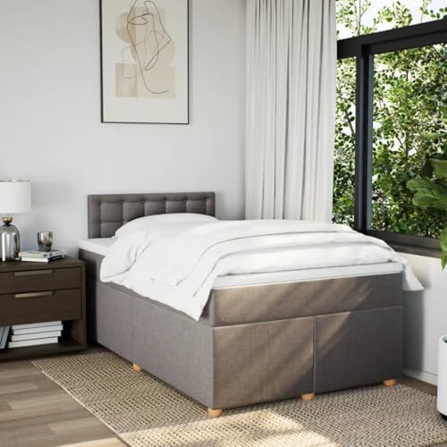 Boxspringbett mit Matratze Taupe 120x190 cm Stoff Ehebett Gästebett Bed Frame Single Bed für Wohnbereich Herberge Gästezimmer Schlafzimmer Boxspringbett mit Matratze Taupe 120x190 cm Stoff Ehebett Gästebett Bed Frame Single Bed für Wohnbereich Herberge Gästezimmer Schlafzimmer von HEFZGDB