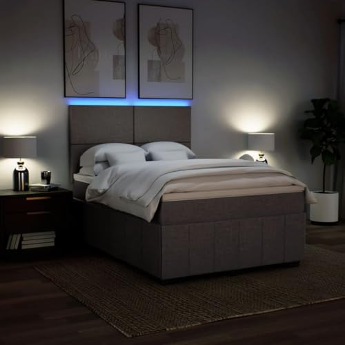 Boxspringbett mit Matratze Taupe 140x190 cm Stoff Ehebett Gästebett Einzelbetten Bettrahmen für Gästezimmer Wohnbereich Herberge Schlafzimmer von HEFZGDB