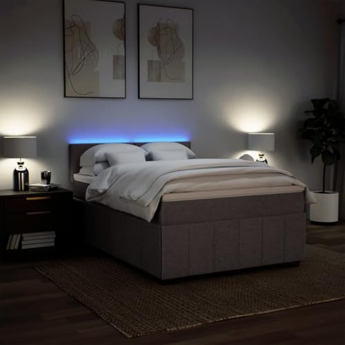 Boxspringbett mit Matratze Taupe 140x190 cm Stoff Ehebett Gästebett Einzelbetten Bettrahmen für Herberge Schlafzimmer Gästezimmer Wohnbereich von HEFZGDB