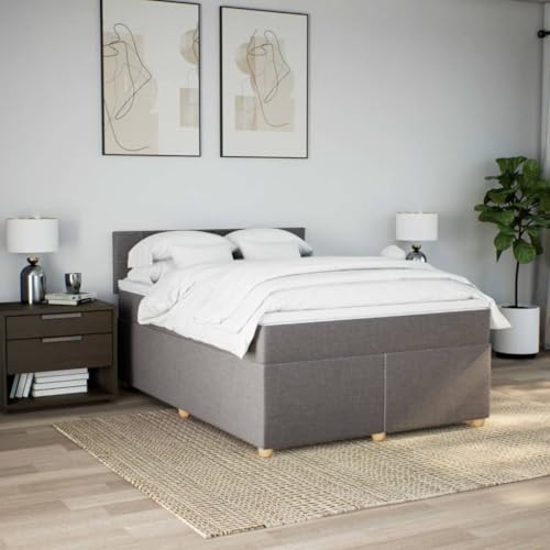 Boxspringbett mit Matratze Taupe 140x200 cm Stoff Ehebett Gästebett Bed Frame Single Bed für Wohnbereich Herberge Gästezimmer Schlafzimmer von HEFZGDB