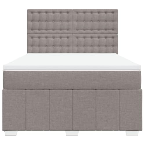 Boxspringbett mit Matratze Taupe 140x200 cm Stoff Jugendbett Bettgestell Bed Frame Bettrahmen für Schlafzimmer Herberge Wohnbereich Gästezimmer von HEFZGDB