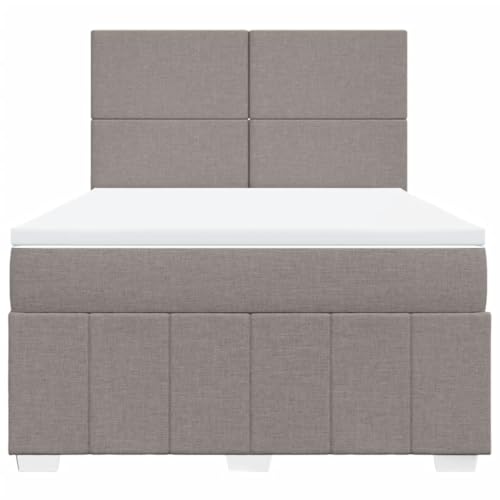Boxspringbett mit Matratze Taupe 140x200 cm Stoff Jugendbett Bettgestell Bed Frame Bettrahmen für Schlafzimmer Herberge Wohnbereich Gästezimmer von HEFZGDB
