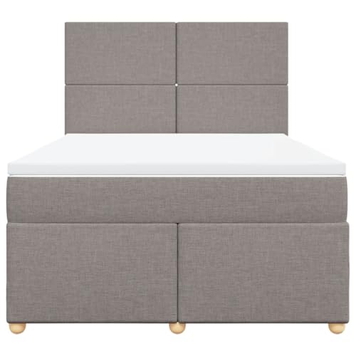 Boxspringbett mit Matratze Taupe 160x200 cm Stoff Double Bed Gästebett Bed Frame Doppelbett für Herberge Schlafzimmer Wohnbereich Gästezimmer von HEFZGDB