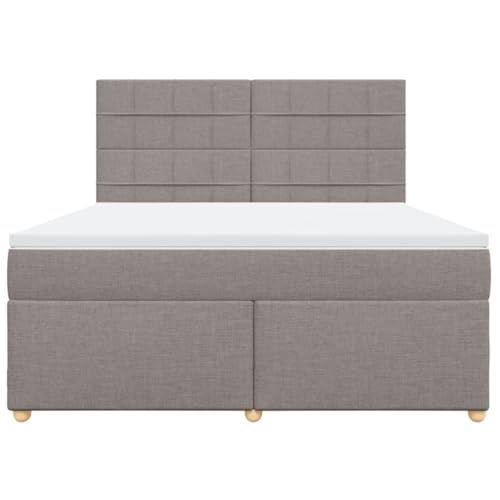Boxspringbett mit Matratze Taupe 180x200 cm Stoff Double Bed Gästebett Bed Frame Doppelbett für Herberge Schlafzimmer Wohnbereich Gästezimmer von HEFZGDB