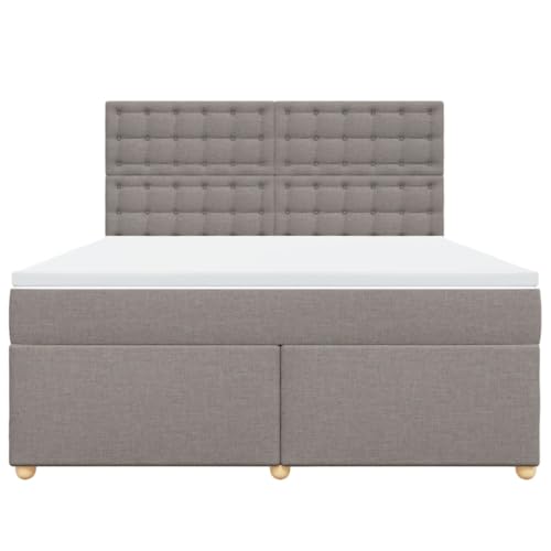 Boxspringbett mit Matratze Taupe 180x200 cm Stoff Double Bed Gästebett Bed Frame Doppelbett für Herberge Schlafzimmer Wohnbereich Gästezimmer von HEFZGDB