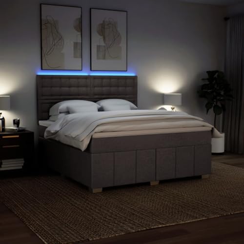 Boxspringbett mit Matratze Taupe 180x200 cm Stoff Ehebett Gästebett Einzelbetten Bettrahmen für Gästezimmer Wohnbereich Herberge Schlafzimmer von HEFZGDB