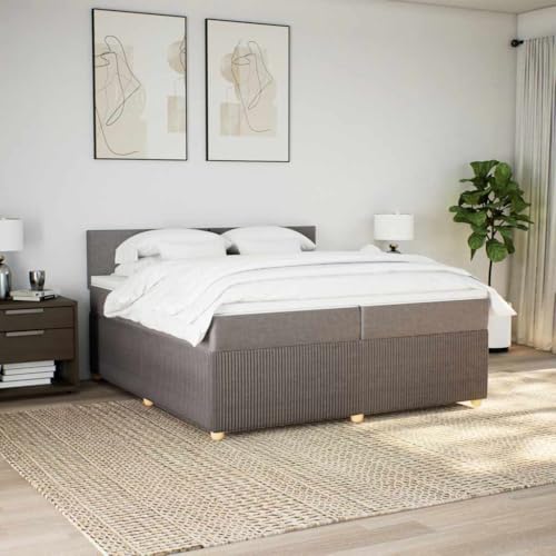 Boxspringbett mit Matratze Taupe 200x200 cm Stoff Daybed Bettgestell Bed Frame Doppelbett für Wohnbereich Schlafzimmer Gästezimmer Herberge von HEFZGDB
