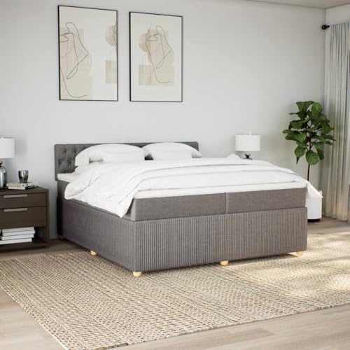 Boxspringbett mit Matratze Taupe 200x200 cm Stoff Daybed Bettgestell Bed Frame Doppelbett für Wohnbereich Schlafzimmer Gästezimmer Herberge von HEFZGDB