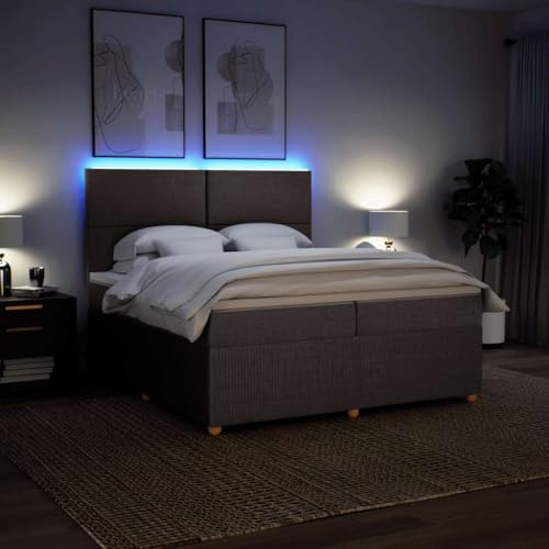Boxspringbett mit Matratze Taupe 200x200 cm Stoff Ehebett Bettgestell Familienbett Bettrahmen für Gästezimmer Schlafzimmer Wohnbereich Herberge von HEFZGDB