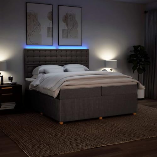 Boxspringbett mit Matratze Taupe 200x200 cm Stoff Ehebett Bettgestell Familienbett Bettrahmen für Gästezimmer Schlafzimmer Wohnbereich Herberge von HEFZGDB