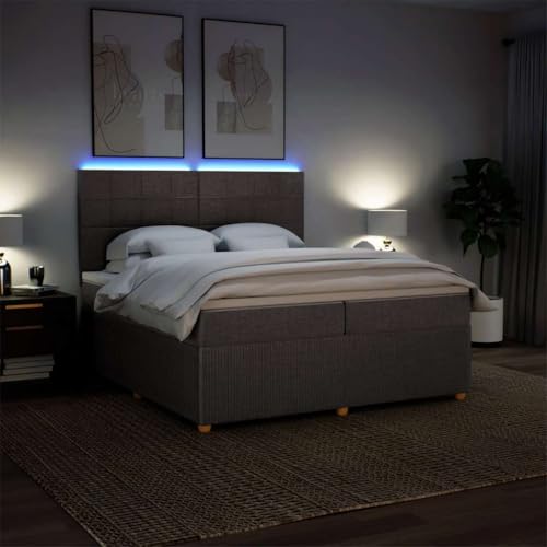Boxspringbett mit Matratze Taupe 200x200 cm Stoff Ehebett Bettgestell Familienbett Bettrahmen für Gästezimmer Schlafzimmer Wohnbereich Herberge von HEFZGDB