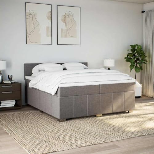 Boxspringbett mit Matratze Taupe 200x200 cm Stoff Ehebett Gästebett Einzelbetten Bettrahmen für Herberge Schlafzimmer Gästezimmer Wohnbereich von HEFZGDB