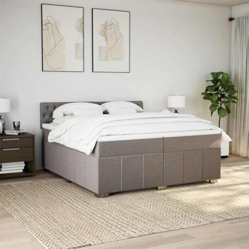 Boxspringbett mit Matratze Taupe 200x200 cm Stoff Ehebett Gästebett Einzelbetten Bettrahmen für Herberge Schlafzimmer Gästezimmer Wohnbereich von HEFZGDB