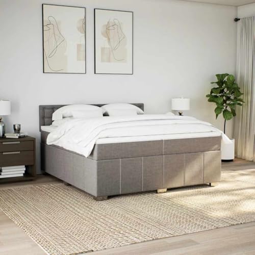 Boxspringbett mit Matratze Taupe 200x200 cm Stoff Ehebett Gästebett Einzelbetten Bettrahmen für Herberge Schlafzimmer Gästezimmer Wohnbereich Boxspringbett mit Matratze Taupe 200x200 cm Stoff Ehebett Gästebett Einzelbetten Bettrahmen für Herberge Schlafzimmer Gästezimmer Wohnbereich von HEFZGDB