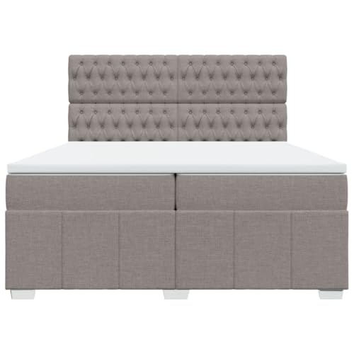 Boxspringbett mit Matratze Taupe 200x200 cm Stoff Jugendbett Bettgestell Bed Frame Bettrahmen für Schlafzimmer Herberge Wohnbereich Gästezimmer von HEFZGDB