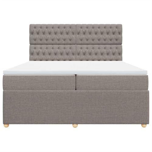Boxspringbett mit Matratze Taupe 200x200 cm Stoff Single Bed Bettgestell Einzelbetten Bettrahmen für Herberge Wohnbereich Gästezimmer Schlafzimmer von HEFZGDB