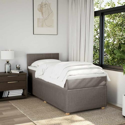 Boxspringbett mit Matratze Taupe 90x190 cm Stoff Daybed Bettgestell Bed Frame Doppelbett für Wohnbereich Schlafzimmer Gästezimmer Herberge von HEFZGDB