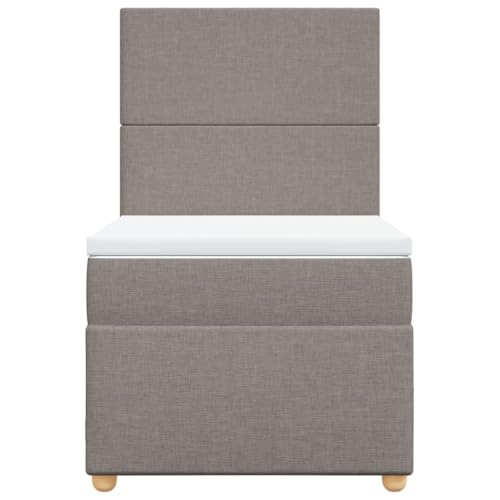 Boxspringbett mit Matratze Taupe 90x190 cm Stoff Double Bed Gästebett Bed Frame Doppelbett für Herberge Schlafzimmer Wohnbereich Gästezimmer von HEFZGDB
