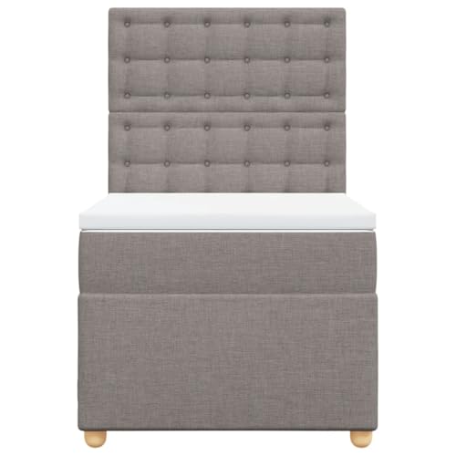 Boxspringbett mit Matratze Taupe 90x190 cm Stoff Double Bed Gästebett Bed Frame Doppelbett für Herberge Schlafzimmer Wohnbereich Gästezimmer von HEFZGDB