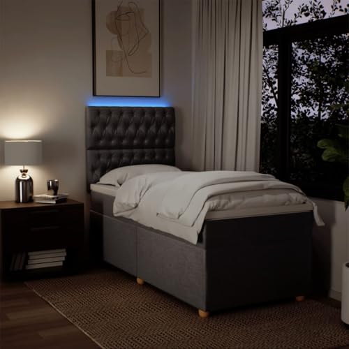 Boxspringbett mit Matratze Taupe 90x200 cm Stoff Bette Gästebett Bed Frame Einzelbetten für Schlafzimmer Herberge Gästezimmer Wohnbereich von HEFZGDB