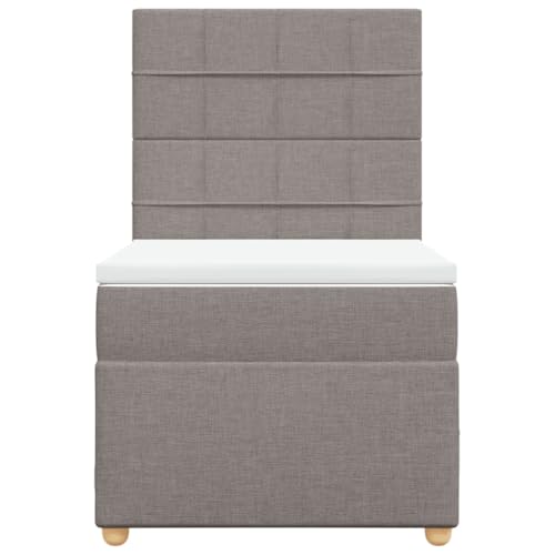 Boxspringbett mit Matratze Taupe 90x200 cm Stoff Double Bed Gästebett Bed Frame Doppelbett für Herberge Schlafzimmer Wohnbereich Gästezimmer von HEFZGDB