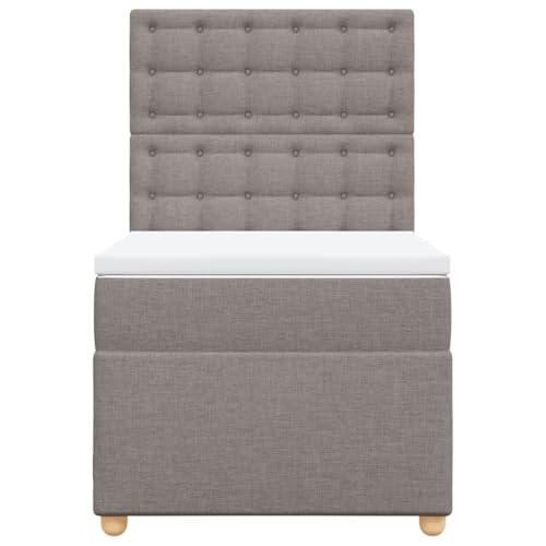 Boxspringbett mit Matratze Taupe 90x200 cm Stoff Double Bed Gästebett Bed Frame Doppelbett für Herberge Schlafzimmer Wohnbereich Gästezimmer von HEFZGDB