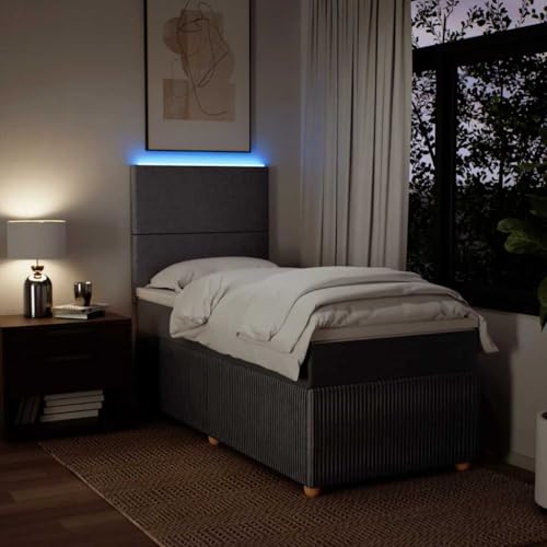 Boxspringbett mit Matratze Taupe 90x200 cm Stoff Ehebett Bettgestell Familienbett Bettrahmen für Gästezimmer Schlafzimmer Wohnbereich Herberge von HEFZGDB