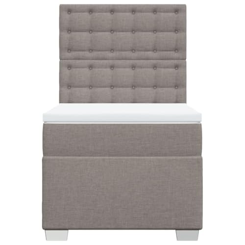 Boxspringbett mit Matratze Taupe 90x200 cm Stoff Single Bed Bettgestell Familienbett Einzelbett für Gästezimmer Schlafzimmer Wohnbereich Herberge von HEFZGDB