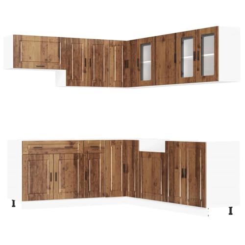 HEFZGDB 11-TLG. Küchenschrank-Set Porto Altholz-Optik Holzwerkstoff Badschrank Küchenzeile Vitrinenschrank Vorratsschrank für Badezimmer Wohnbereich Speisesaal Küche HEFZGDB 11-TLG. Küchenschrank-Set Porto Altholz-Optik Holzwerkstoff Badschrank Küchenzeile Vitrinenschrank Vorratsschrank für Badezimmer Wohnbereich Speisesaal Küche von HEFZGDB