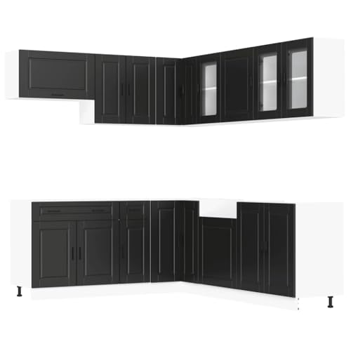 HEFZGDB 11-TLG. Küchenschrank-Set Porto Schwarz Holzwerkstoff Badschrank Küchenzeile Vitrinenschrank Vorratsschrank für Badezimmer Wohnbereich Speisesaal Küche HEFZGDB 11-TLG. Küchenschrank-Set Porto Schwarz Holzwerkstoff Badschrank Küchenzeile Vitrinenschrank Vorratsschrank für Badezimmer Wohnbereich Speisesaal Küche von HEFZGDB