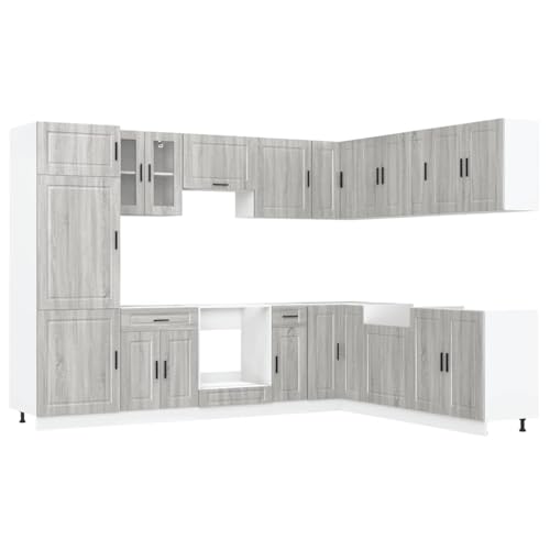 HEFZGDB 14-TLG. Küchenschrank-Set Porto Grau Sonoma Holzwerkstoff Sideboard Küchenzeile Buffetschrank Vorratsschrank für Speisesaal Küche Badezimmer Wohnbereich HEFZGDB 14-TLG. Küchenschrank-Set Porto Grau Sonoma Holzwerkstoff Sideboard Küchenzeile Buffetschrank Vorratsschrank für Speisesaal Küche Badezimmer Wohnbereich von HEFZGDB