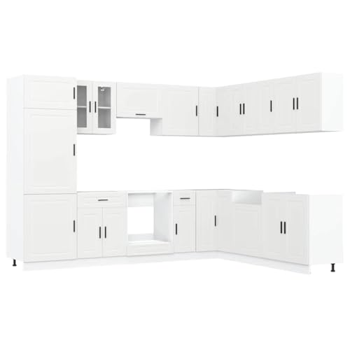HEFZGDB 14-TLG. Küchenschrank-Set Porto Weiß Holzwerkstoff Sideboard Küchenzeile Buffetschrank Vorratsschrank für Speisesaal Küche Badezimmer Wohnbereich HEFZGDB 14-TLG. Küchenschrank-Set Porto Weiß Holzwerkstoff Sideboard Küchenzeile Buffetschrank Vorratsschrank für Speisesaal Küche Badezimmer Wohnbereich von HEFZGDB