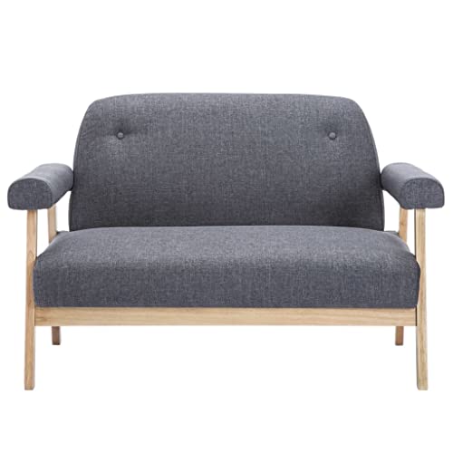 HEFZGDB 2-Sitzer-Sofa Stoff Dunkelgrau Kleiner Sessel Sessel Wohnzimmer Sofa Wohnzimmer Kleine Couch Jugendzimmer für Empfangsraum Büro Schlafzimmer Wohnbereich von HEFZGDB