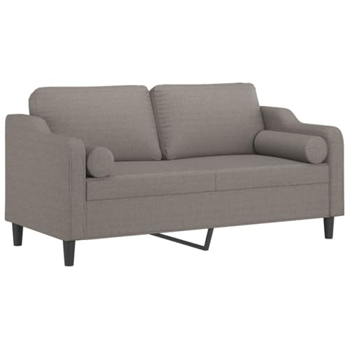 HEFZGDB 2-Sitzer-Sofa mit Zierkissen Taupe 140 cm Stoff Sofa Couch Couch Klein Lounge Sofa Sofas für Büro Aufenthaltsraum Schlafzimmer Empfangsraum von HEFZGDB
