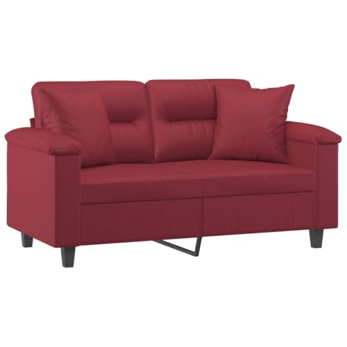HEFZGDB 2-Sitzer-Sofa mit Zierkissen Weinrot 120 cm Kunstleder Sitzgarnitur Wohnzimmer Couch Klein Sessel Wohnzimmer Kleiner Sessel für Büro Empfangsraum Wohnbereich Aufenthaltsraum HEFZGDB 2-Sitzer-Sofa mit Zierkissen Weinrot 120 cm Kunstleder Sitzgarnitur Wohnzimmer Couch Klein Sessel Wohnzimmer Kleiner Sessel für Büro Empfangsraum Wohnbereich Aufenthaltsraum von HEFZGDB